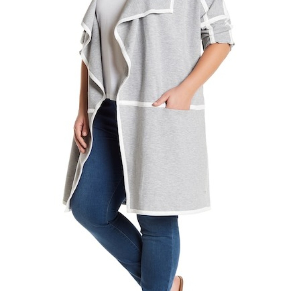 Plus Size Open Front Long Sleeve Jacket